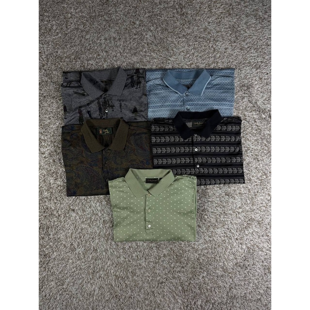 Lot of 5 Bobby Jones, Robert Barakett Graphic Print Polo Shirt Men's Large Italy